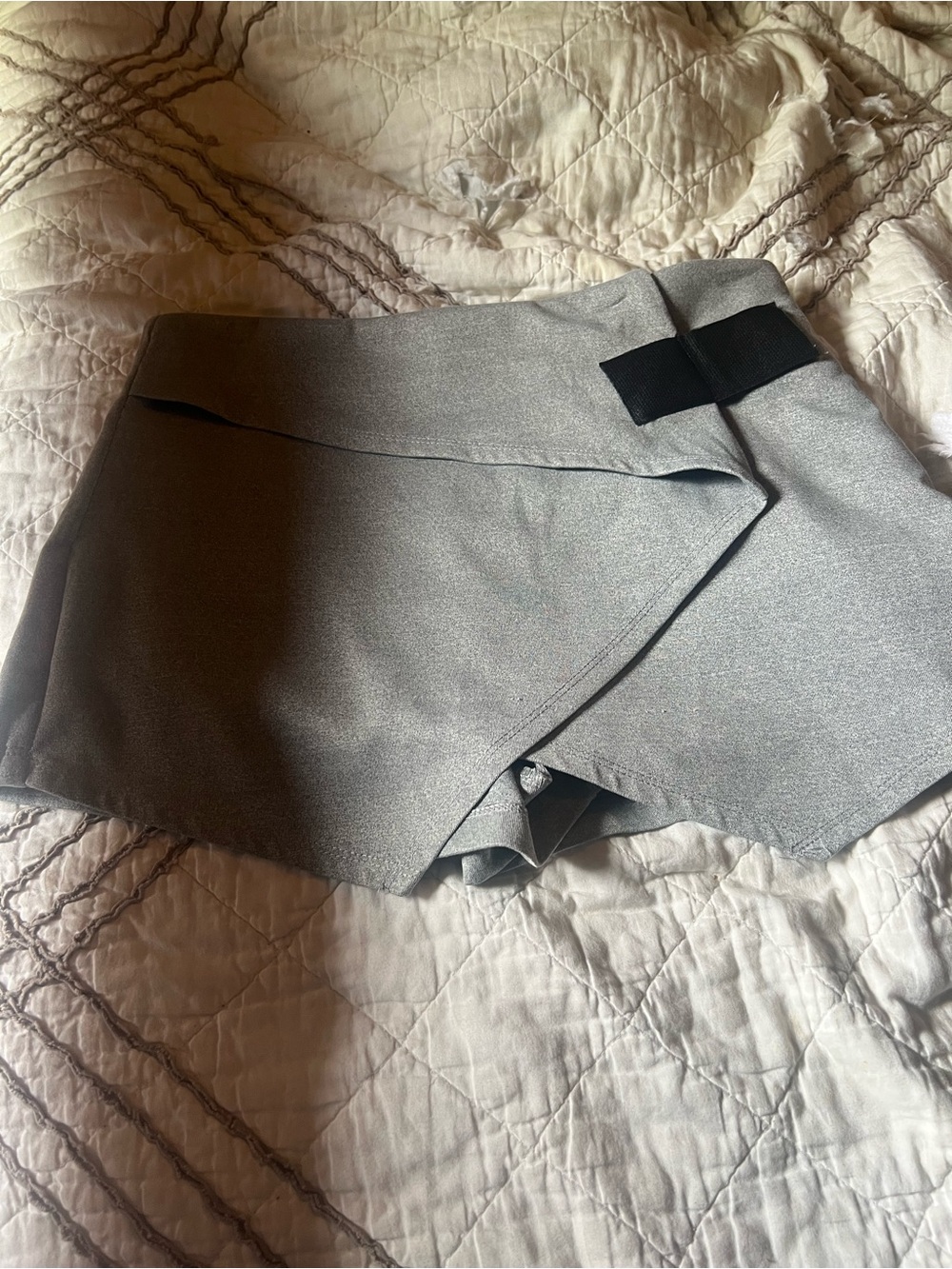 re:named Silver-Gray Asymmetrical Skort with Black Waist Tab